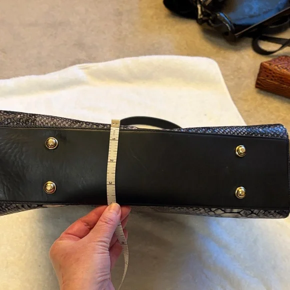 Brahmin Snakeskin Black and Gray Tote - Picture 3 of 8